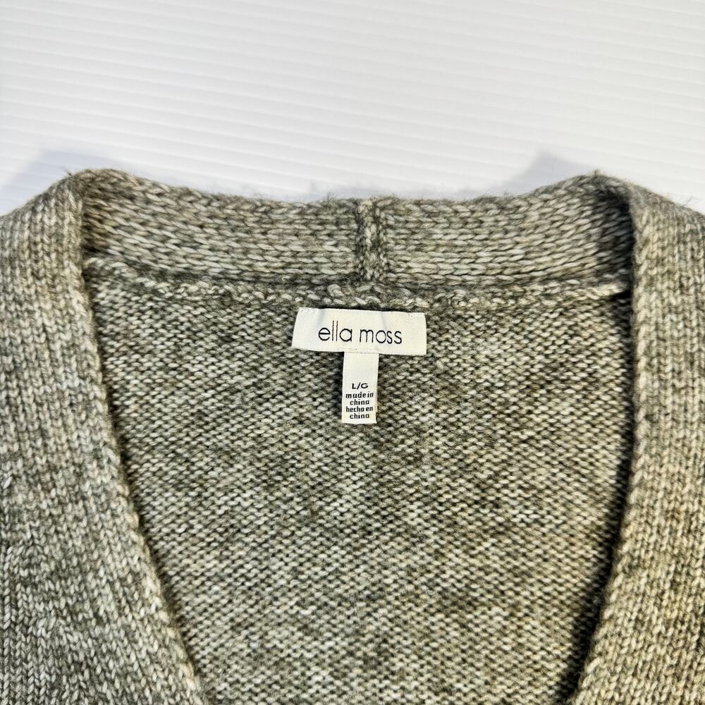 Ella Moss Cardigan Sweater Large Olive Green Minimalist Cozy Casual Layering - Picture 6 of 16